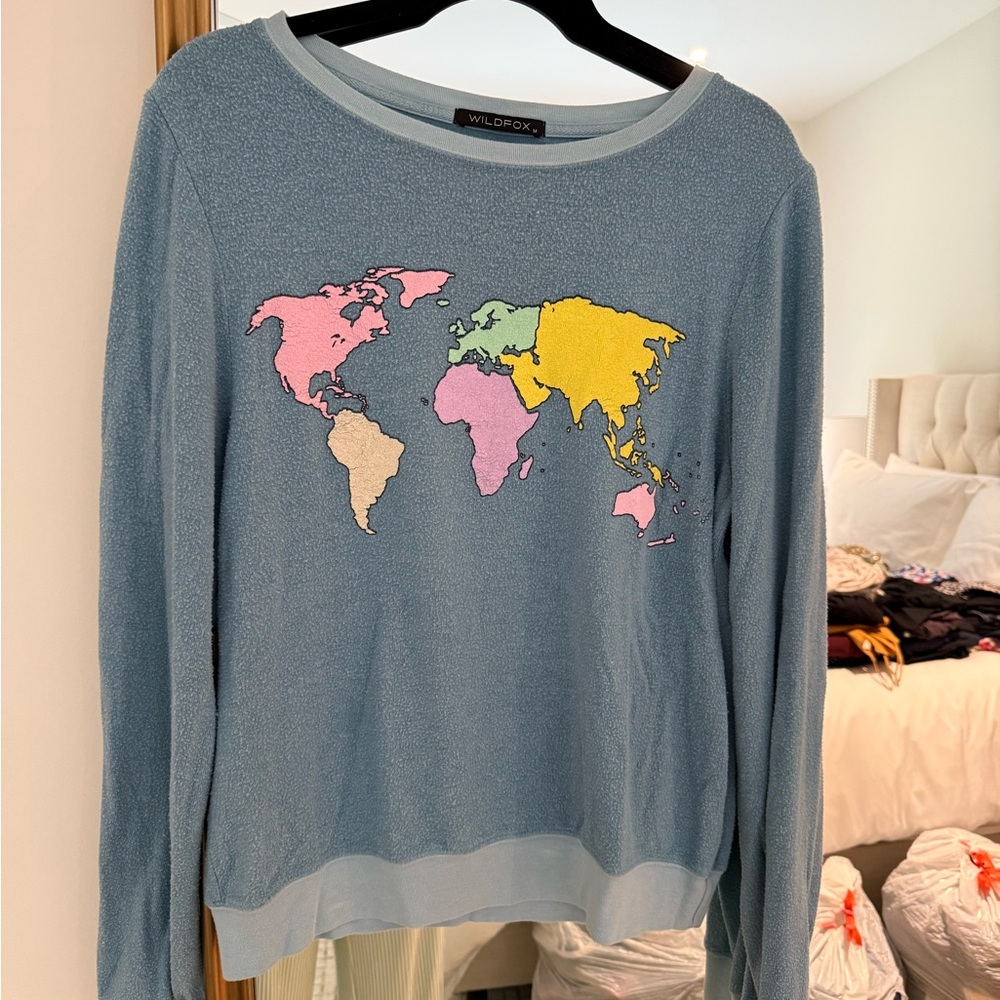 Wildfox Blue World Map Sweatshirt